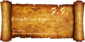Forgács Irma névjegykártya