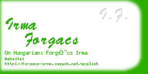 irma forgacs business card